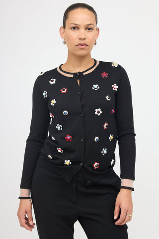 Fendi Cashmere Floral Stud Cardigan