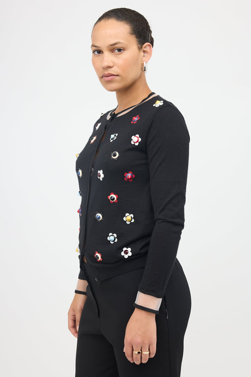 Fendi Cashmere Floral Stud Cardigan