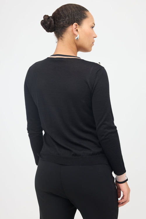 Fendi Cashmere Floral Stud Cardigan