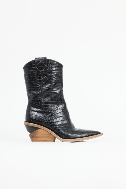 Fendi FW 2018 Embossed Leather Cowboy Boot