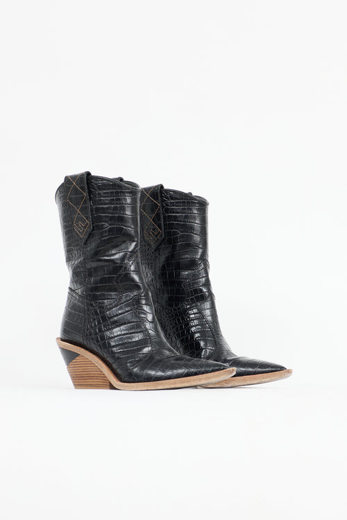Fendi FW 2018 Embossed Leather Cowboy Boot