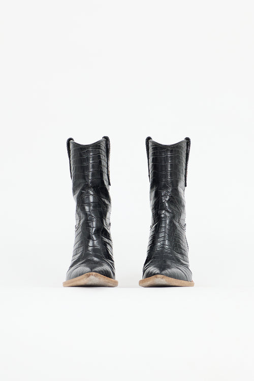 Fendi FW 2018 Embossed Leather Cowboy Boot