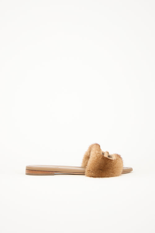 Fendi Fur Baguette Slide