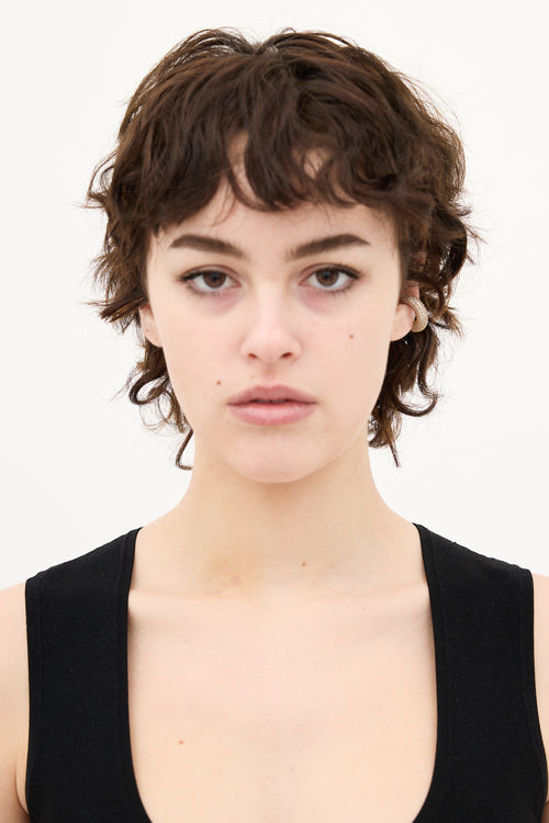 Fendi Gold & Crystal Cuff Single Earring