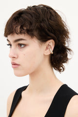 Fendi Gold & Crystal Cuff Single Earring
