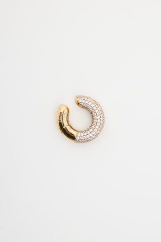 Fendi Gold & Crystal Cuff Single Earring