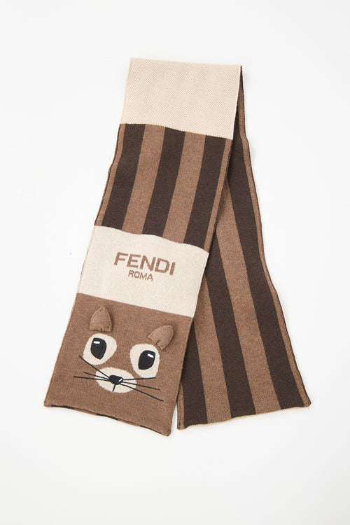 Fendi Kids Wool Knit Animal Scarf