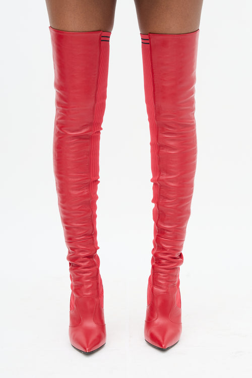 Fendi Leather Rockoko 100mm Thigh Boot