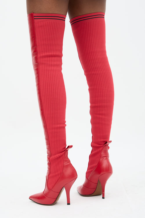 Fendi Leather Rockoko 100mm Thigh Boot