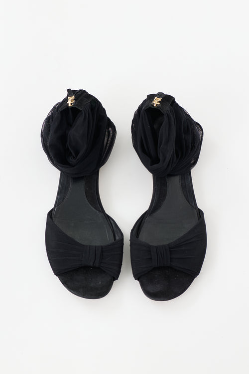 Fendi Mesh Ankle Wrap Sandal