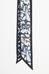 Fendi Light Blue & Black Floral FF Twill Scarf