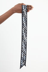 Fendi Light Blue & Black Floral FF Twill Scarf