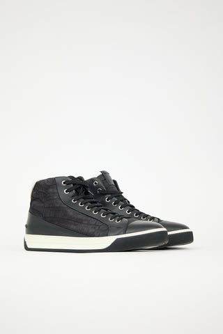 Fendi Printed Nylon & Leather Sneaker