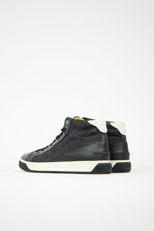 Fendi Printed Nylon & Leather Sneaker