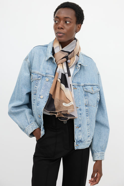 Ferragamo Silk Geometric Print Scarf