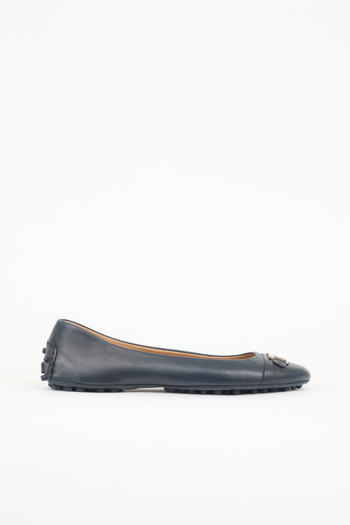 Ferragamo Leather Gancini Flat