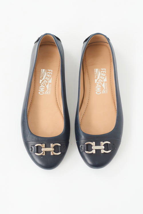 Ferragamo Leather Gancini Flat