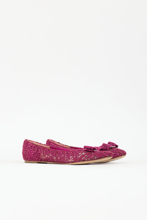 Ferragamo Lace Vara Bow Flat