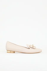 Ferragamo Leather Sarno Pearl Bow Loafer
