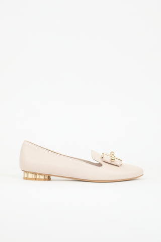 Ferragamo Leather Sarno Pearl Bow Loafer