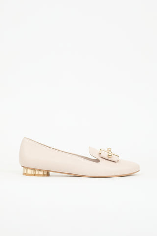 Ferragamo Leather Sarno Pearl Bow Loafer