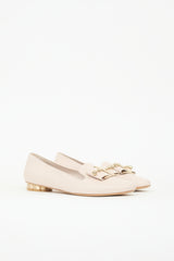 Ferragamo Leather Sarno Pearl Bow Loafer