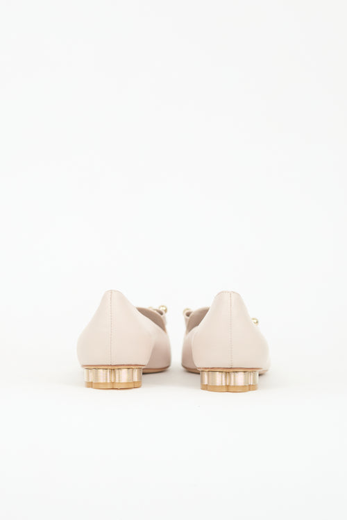 Ferragamo Leather Sarno Pearl Bow Loafer