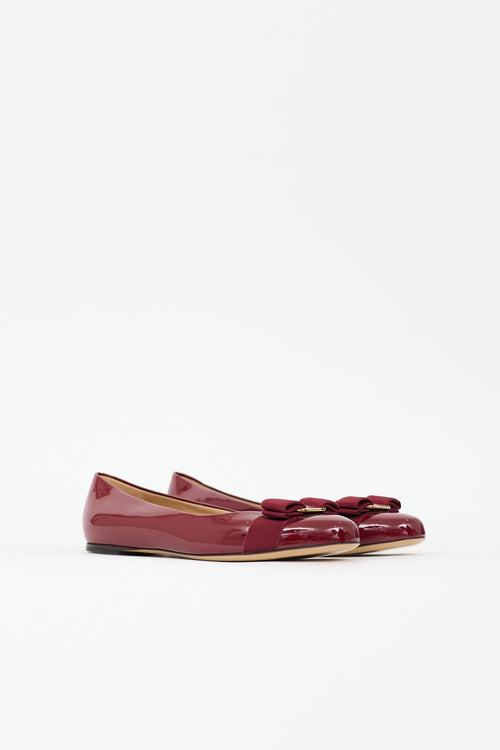 Ferragamo Patent Vara Bow Flat