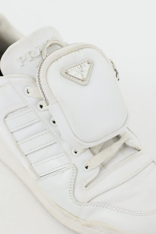 Prada X Adidas White Re-Nylon & Leather Low Sneaker