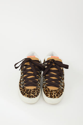 DSquared2 Brown & Black Hair & Leather Printed Sneaker
