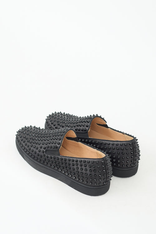 Christian Louboutin Black Roller Boat Studded Slip On Sneaker