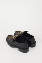 Louis Vuitton Black & Brown Leather Academy Monogram Loafer