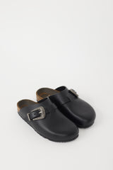 Saint Laurent Black & Silver Leather Nichols Clog Mule