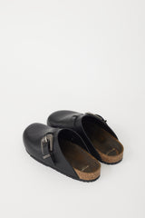 Saint Laurent Black & Silver Leather Nichols Clog Mule