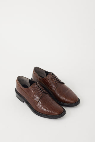Clergerie Brown Leather Embossed Oxford