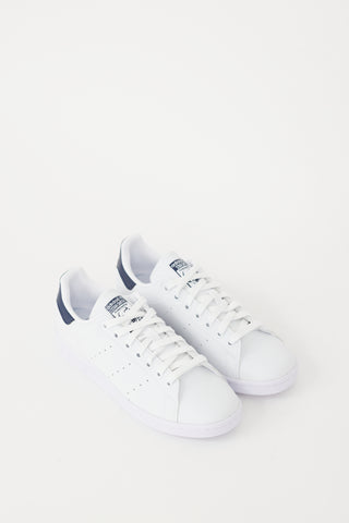 Adidas White & Navy Leather Stan Smith Sneaker