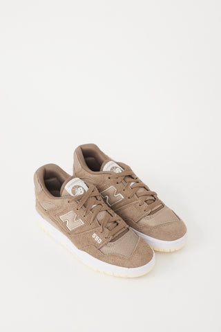 New Balance Brown & White Suede 550 Sneaker