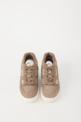 New Balance Brown & White Suede 550 Sneaker