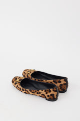 Gucci Brown & Gold Leather Textured Flat