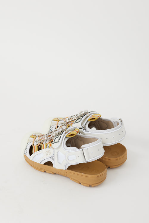 Gucci White & Multicolour Tinsel Mesh Jewel Sandal