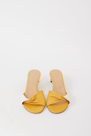 Dear Frances Yellow & White Leather Twisted Sandal