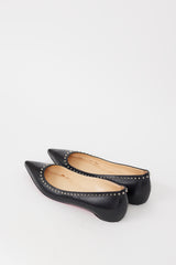 Christian Louboutin Black & Silver Leather Anjalina Studded Flat