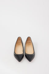 Christian Louboutin Black & Silver Leather Anjalina Studded Flat