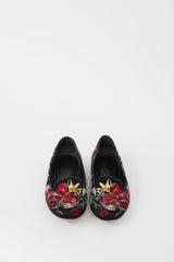 Alexander McQueen Black & Multicolour Floral Embroidered Flat