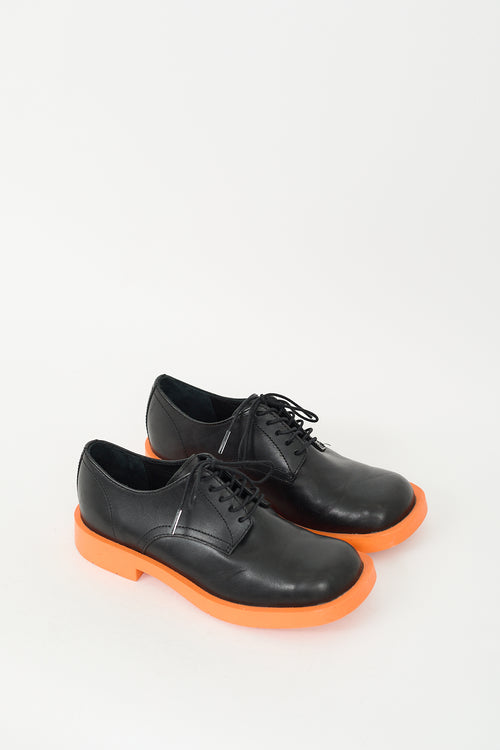 Camper Black & Orange Leather Oxfords