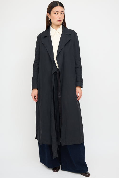 Filippa K Black Belted Wrap Trench Coat