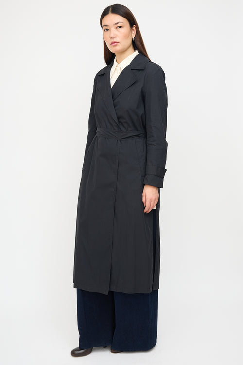 Filippa K Black Belted Wrap Trench Coat