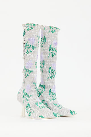 Amy Crookes Satin Floral Lottie Boot