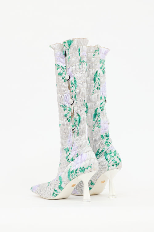 Amy Crookes Satin Floral Lottie Boot