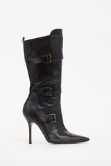 Manolo Blahnik Leather Strap Boot Boot
